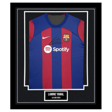 Signed Lamine Yamal Framed Shirt - La Liga 2024 Autograph