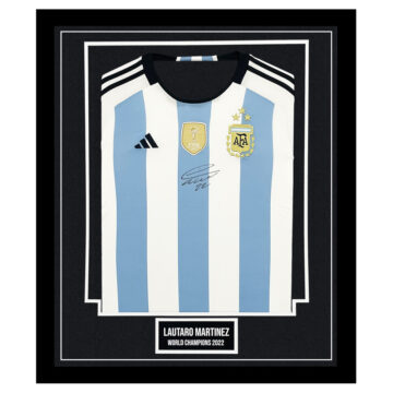 Signed Lautaro Martinez Framed Shirt - World Cup Final 2022