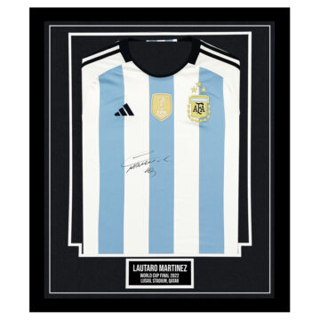 Signed Lautaro Martinez Framed Shirt - World Cup Final 2022