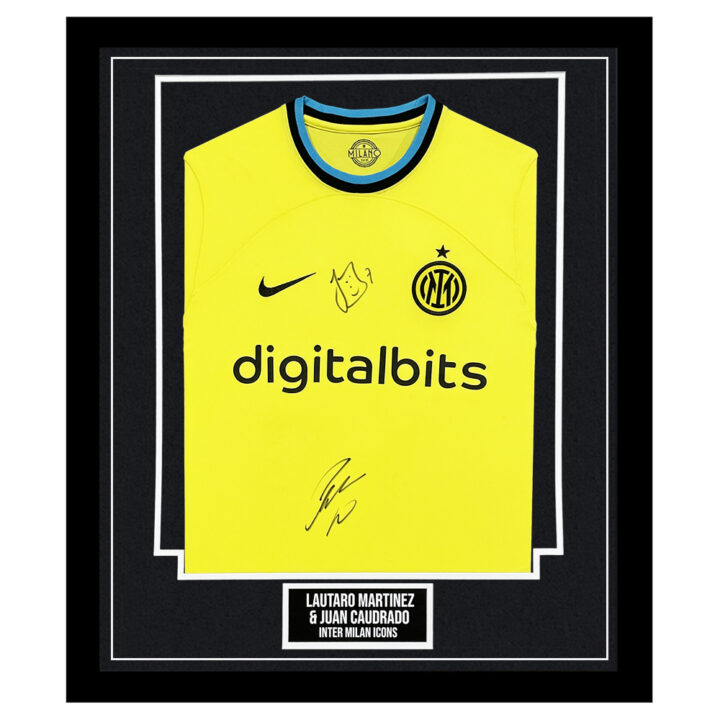 Signed Lautaro Martinez & Juan Cuadrado Framed Shirt - Inter Milan Icons