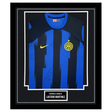 Signed Lautaro Martinez Shirt - Framed Inter Milan Autograph