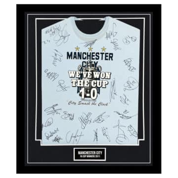 Signed Manchester City Framed Shirt - FA Cup Winners 2011