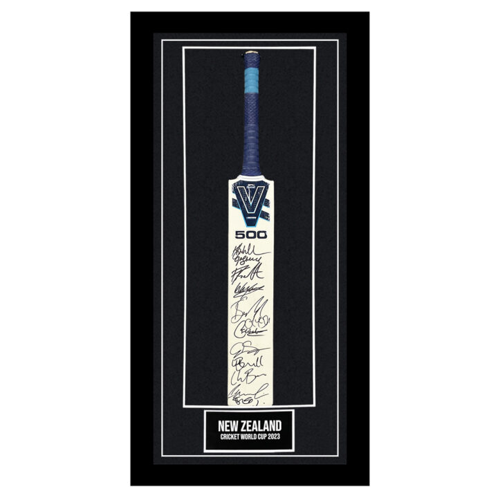 Signed New Zealand Framed Cricket Bat - Cricket World Cup 2023