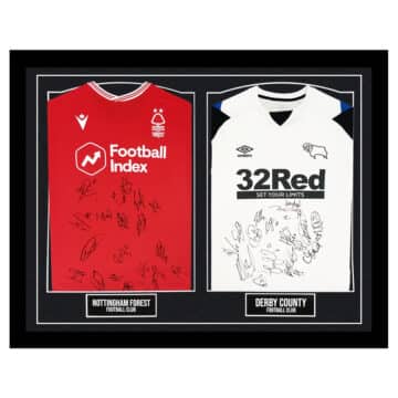 Signed Nottingham Forest & Derby County Framed Duo Shirts - East Midlands Derby