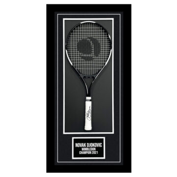 Signed Novak Djokovic Framed Racket - Wimbledon Winner 2021