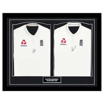 Signed Ollie Pope & Ben Duckett Framed Duo Shirts - England Cricket Icons