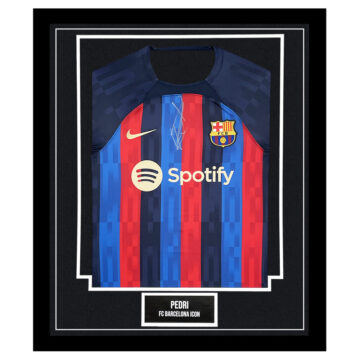 Signed Pedri Framed Shirt - FC Barcelona Icon Autograph