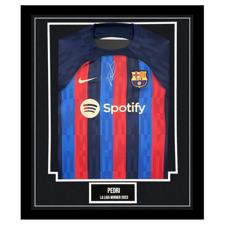 Signed Pedri Framed Shirt - La Liga Winner 2023 Autograph