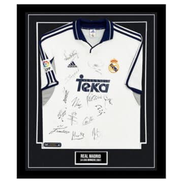 Signed Real Madrid Shirt Framed - La Liga Winners 2001