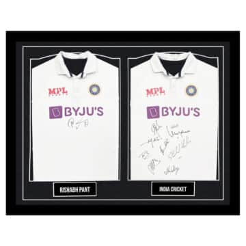 Signed Rishabh Pant Framed Duo Shirts - India Cricket Autograph