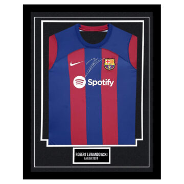 Signed Robert Lewandowski Framed Shirt - La Liga 2024 Autograph