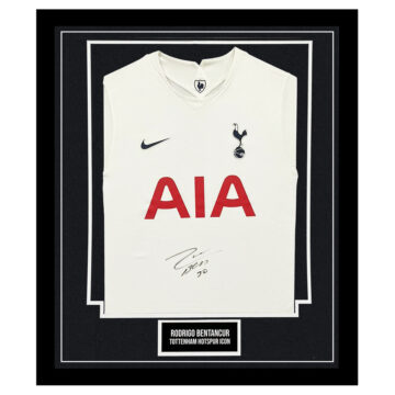 Signed Rodrigo Bentancur Framed Shirt - Tottenham Hotspur Icon