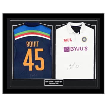 Signed Rohit Sharma & Rishabh Pant Framed Duo Shirts - India Cricket Icons