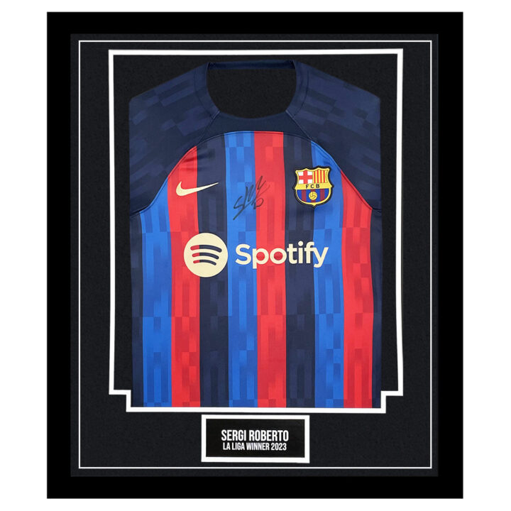 Signed Sergi Roberto Framed Shirt - La Liga Winner 2023