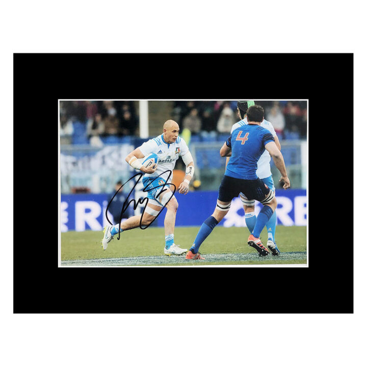 Signed Sergio Parisse Photo Display 16x12 - Italy Icon