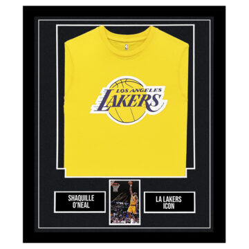 Signed Shaquille O'Neal Framed Display Shirt - LA Lakers Icon