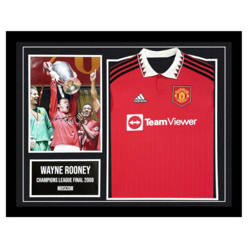 Signed Wayne Rooney Framed Display Shirt - Champions League Final 2008