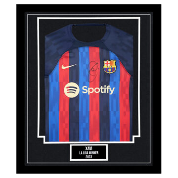 Signed Xavi Framed Shirt - La Liga Winner 2023 Autograph