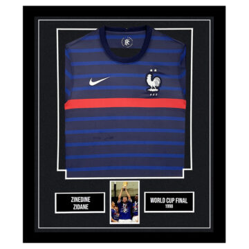 Signed Zinedine Zidane Framed Display Shirt - World Cup Final 1998