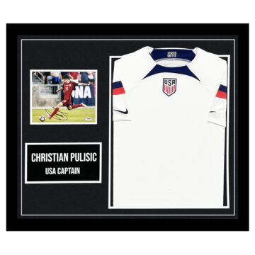 Christian Pulisic Signed Framed Display Shirt - USA Captain Autograph