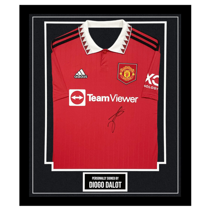 Framed Diogo Dalot Signed Shirt - Manchester United Autograph