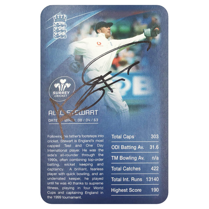 Signed Alec Stewart Collector Card - England Cricket Top Trumps