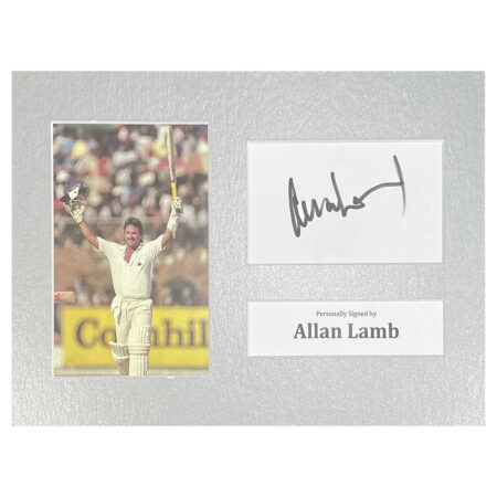 Signed Allan Lamb Photo Display - 12x8 England Cricket Icon