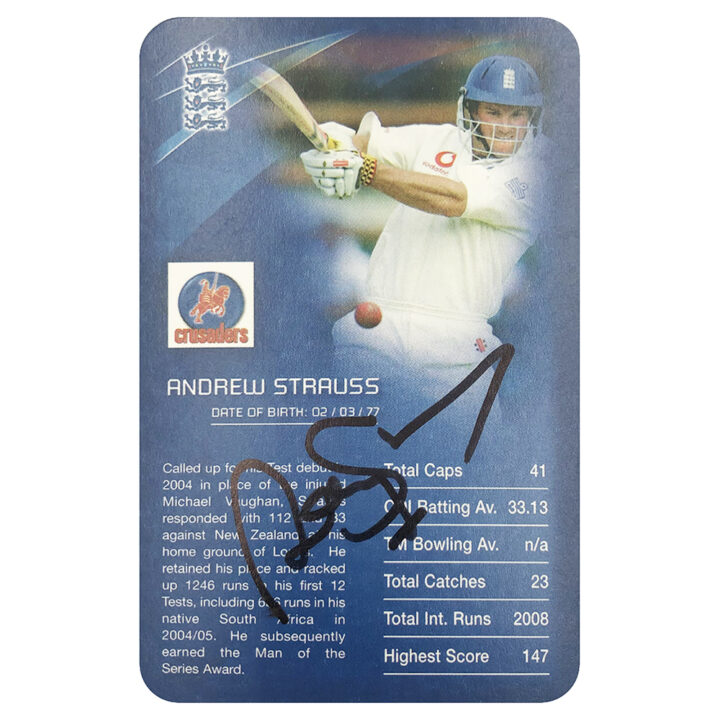 Signed Andrew Strauss Collector Card - England Cricket Top Trumps