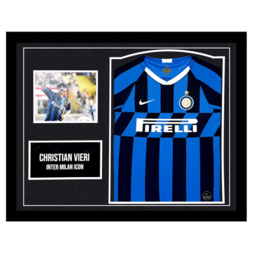 Signed Christian Vieri Framed Display Shirt - Inter Milan Icon