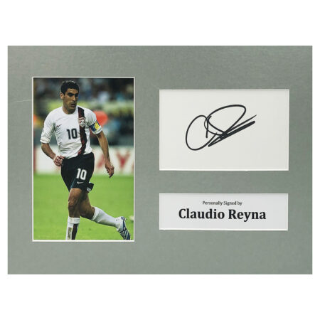 Signed Claudio Reyna Photo Display - 12x8 USA Icon