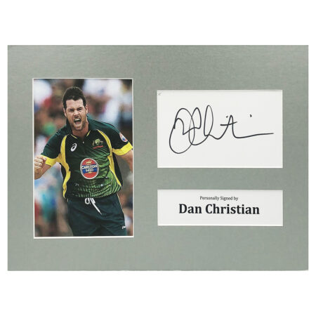 Signed Dan Christian Photo Display - 12x8 Australia Cricket Icon