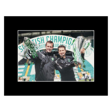 Signed Deila & Collins Photo Display - 16x12 Scottish Double Winners 2015