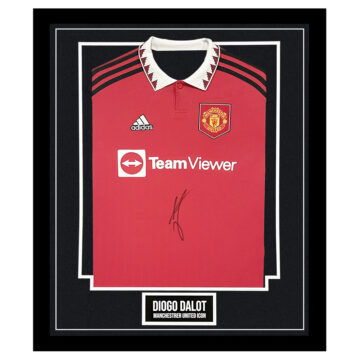 Signed Diogo Dalot Framed Shirt - Manchester United Icon