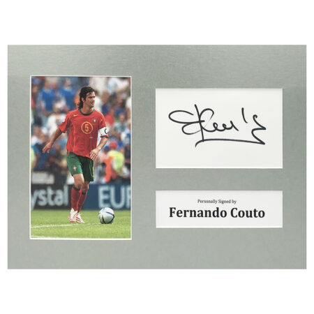 Signed Fernando Couto Photo Display - 12x8 Portugal Icon