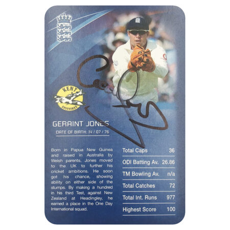 Signed Geraint Jones Collector Card - England Cricket Top Trumps