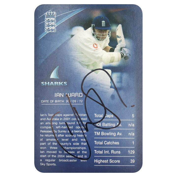 Signed Ian Ward Collector Card - England Cricket Top Trumps