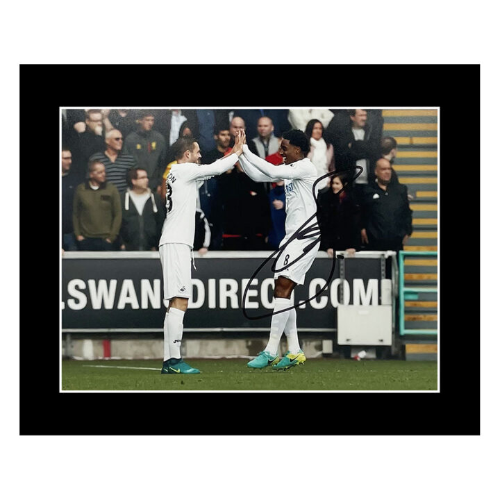 Signed Leroy Fer Photo Display - 10x8 Swansea City Icon Autograph