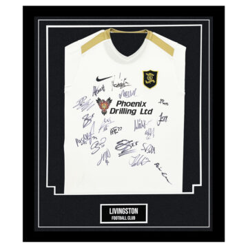 Signed Livingston Football Club Framed Shirt - SPL Squad Autograph