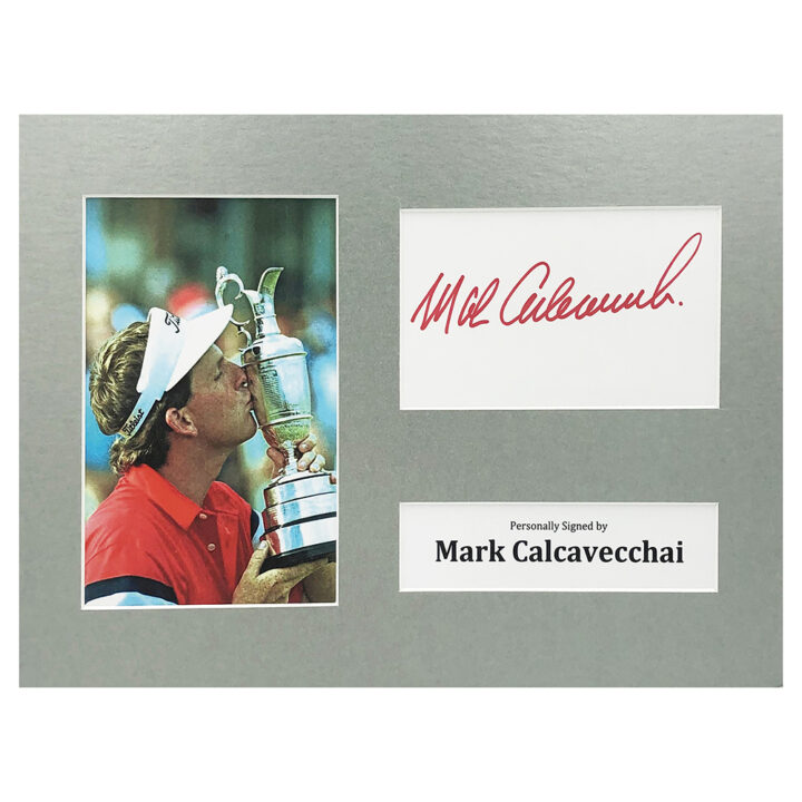 Signed Mark Calcavecchai Photo Display - 12x8 The Open Winner 1989