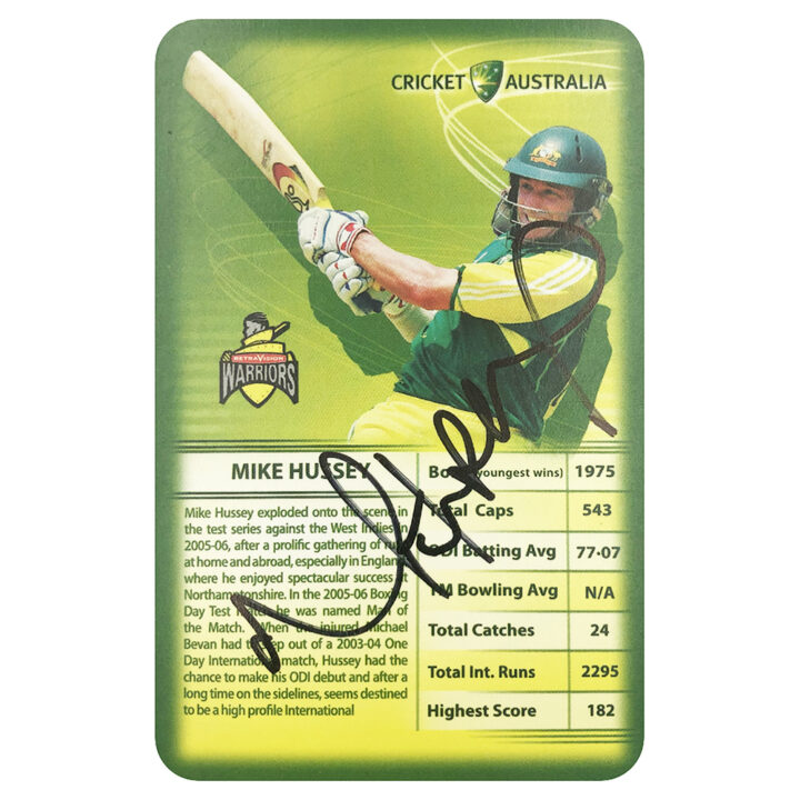 Signed Mike Hussey Collector Card - Australia Cricket Top Trumps