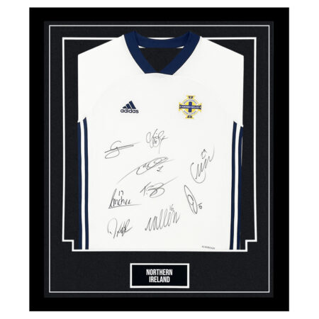 Signed Northern Ireland Framed Away Shirt - Squad Autograph