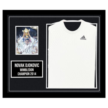 Signed Novak Djokovic Framed Display Shirt - Wimbledon Champion 2014