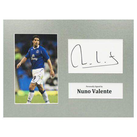 Signed Nuno Valente Photo Display - 12x8 Everton Icon