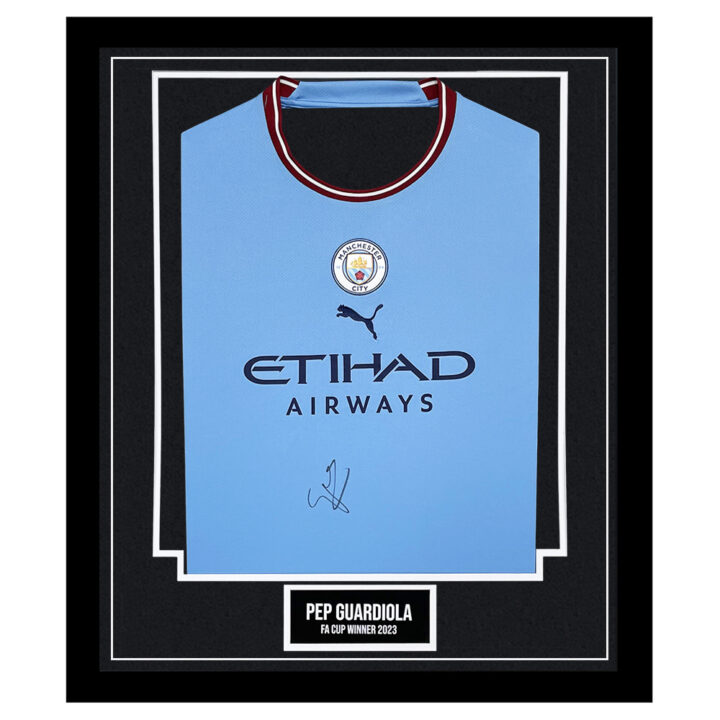 Signed Pep Guardiola Framed Shirt - FA Cup Winner 2023