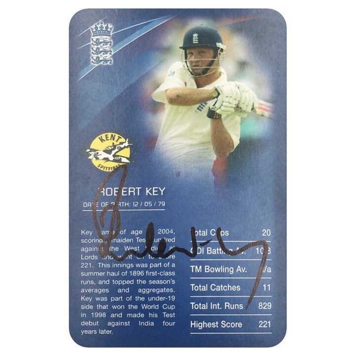 Signed Robert Key Collector Card - England Cricket Top Trumps