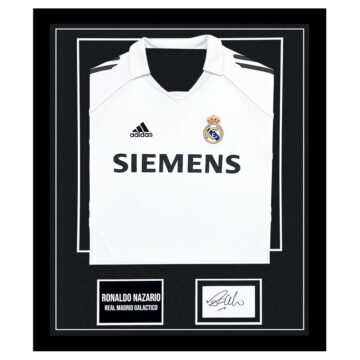 Signed Ronaldo Nazario Framed Display - Real Madrid Galactico Shirt