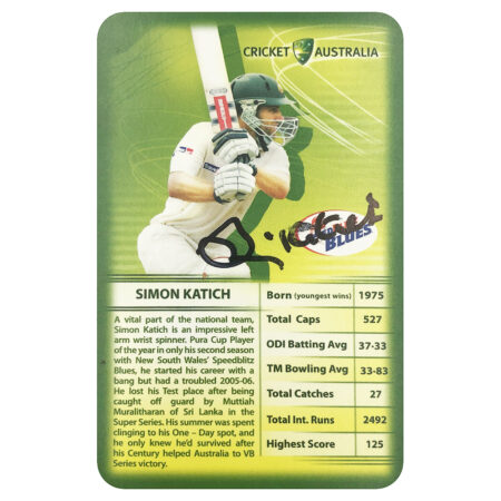 Signed Simon Katich Collector Card - Australia Cricket Top Trumps