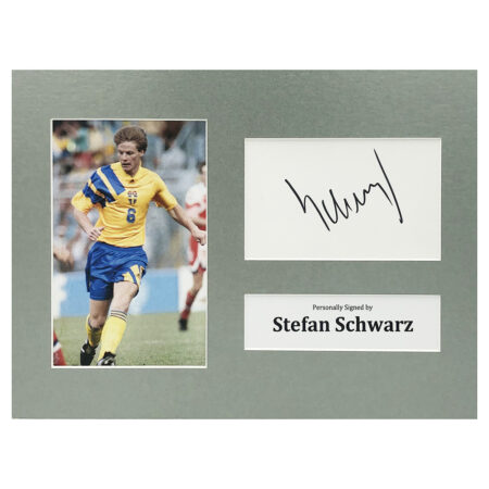 Signed Stefan Schwarz Photo Display - 12x8 Sweden Icon