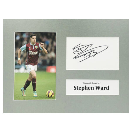 Signed Stephen Ward Photo Display - 12x8 Burnley Icon