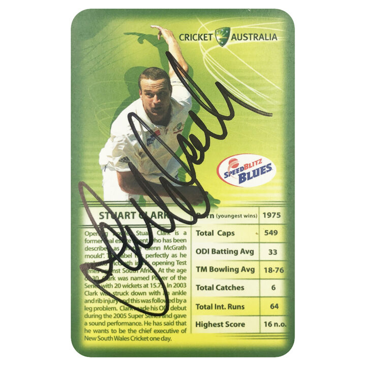 Signed Stuart Clark Collector Card - Australia Cricket Top Trumps